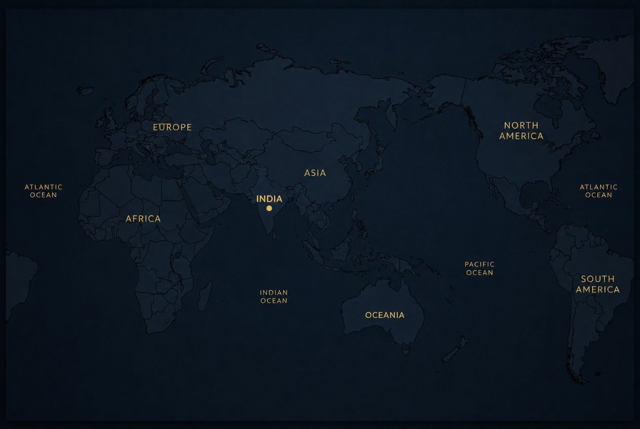 World map showing trade routes from India